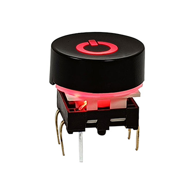 16MM圓形帶燈按鈕開關-鐳雕電源符號